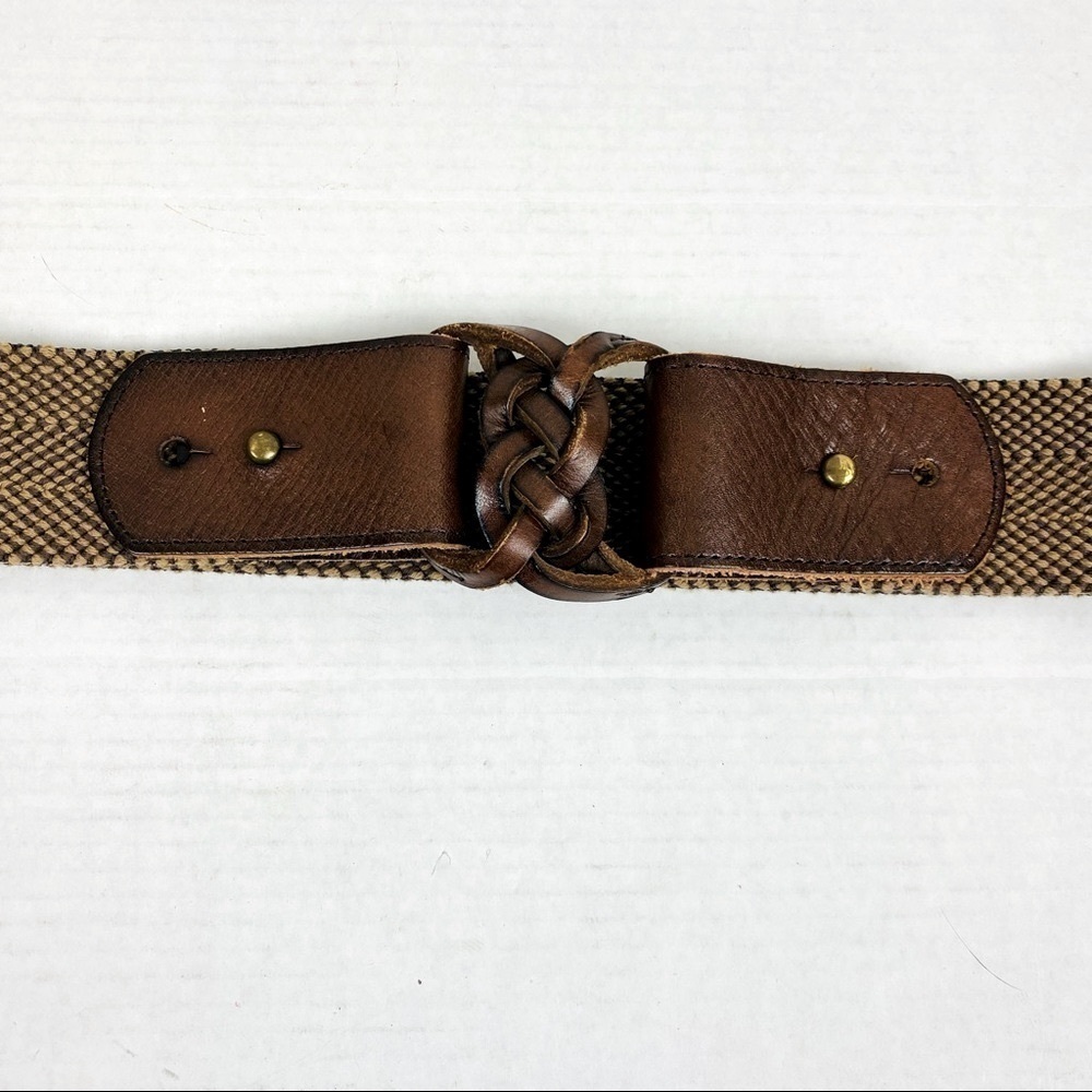 Fossil Turnback Brown Leather/Webed Belt Size L